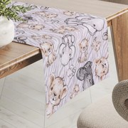 Biante Detský bavlnený behúň na stôl Sandra SA-335 Africké zvieratká na sivom zebrovanom 20x120 cm