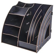 Drevený kancelársky organizér so 7 priehradkami čierny DIY D9113