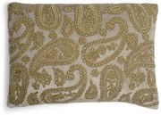 Béžový zamatový vankúš s ornamentmi Paisley beige - 45*15*35cm