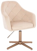 LuxuryForm DESIGN Kreslo ROMA VELUR na zlatom kríži - krémové