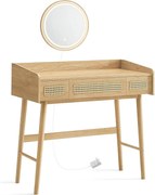 Toaletný stolík so zrkadlom a osvetlením v béžovej farbe