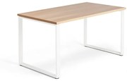 Kancelársky pracovný stôl QBUS, O-rám, 1400x800 mm, dub/biela