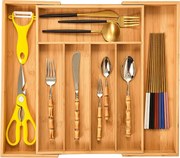 VERK GROUP Organizér do zásuvky, príborník, bambusový, nastaviteľný 27-39 x 37 hĺbka