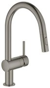 Drezová batéria GROHE Minta s vyťahovacou spŕškou, 2 prúdy kartáčovaný Hard Graphite 32321AL2