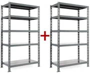 Policový regál 1+1 ZADARMO, 1800x1200x600 mm, 5 políc, nosnosť police 300 kg, základná
