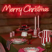 Vianočná nástenná lampa neón červená - Veselé Vianoce