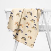 Biante Mušelínová plienka/dečka Nature MSN-073 Dúhy na krémovo žlutom 70x70 cm