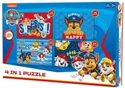 Detské puzzle 4v1 LABKOVÁ PATROLA šťastné šteňatá, 19x29 cm