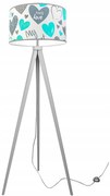 Detská stojacia lampa Heart, 1x biele textilné tienidlo so vzororm, (výber z 2 farieb konštrukcie), b
