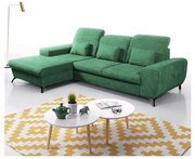 Rozkladacia rohová čalúnená sedacia súprava ALTA do tvaru L s úložným priestorom, ľavé prevedenie, zelená
