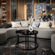 OKRÚHLY KONFERENČNÝ STOLÍK LEONARDO 2 ČIERNY LESK / ČIERNY