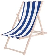 Záhradné lehátko modré/biele/bukové drevo