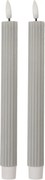 Set 2ks úzka šedá sviečka s vrúbkovaním Led Candle - Ø 2*25 cm / 2*AAA