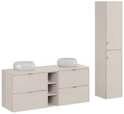 Koupelnová sestava Bella Cashmere Wiki se skříňkami a umyvadlem 140 cm kašmírová