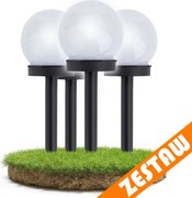 SADA 4 solárnych záhradných lámp, LED, BIELA, 10 cm, vodotesná, IP44