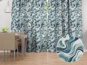 Biante Bavlnený záves Sandra SA-587 Modro-zelené designové vlnky na mintovom 150x140 cm