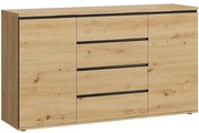 Komoda Naxos 2d4s dub artisan/dub artisan čierna mat