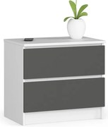 Nočný stolík K60 2SZ CLP biely / sivý