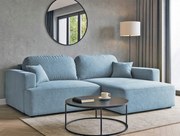 Rohová sedačka s funkciou spania Sunny pravá s úložným priestorom na posteľnú bielizeň, modrá