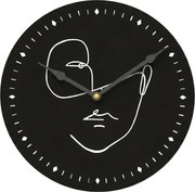 Nástenné hodiny LINE FACE 29 cm, čierne