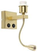 Moderná nástenná lampa mosadz s flexibilným ramenom - Brescia Combi