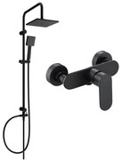 Mexen Tord stenová sprchová súprava s dažďovými tryskami a sprchovou batériou Milo, čierna - 71340200-70