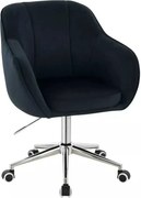 LuxuryForm DESIGN Stolička AVOLA VELUR na striebornej podstave s kolieskami - čierna