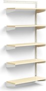 Nástenný regál RELY, prídavná sekcia, laminátové police, 1800x900x300 mm, biela/buk
