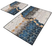 Modro-sivé kúpeľňové predložky v súprave 2 ks 60x100 cm Optic – Mila Home