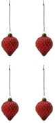 House Doctor Sklenená vianočná ozdoba Hinda Red – set 4 ks
