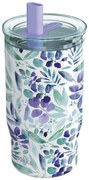Nerezový termohrnček so slamkou Mist Violet Blooms 720 ml