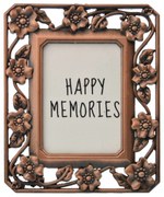 Medený fotorámik s kvietkami - 4*5 cm