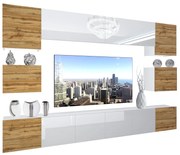 Obývacia stena Belini Premium Full Version dub wotan / biely lesk + LED osvetlenie Nexum 46