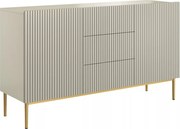 Komoda Nicole 150 cm so zásuvkami a ryhovaným čelom - kasmír / zlaté nožičky