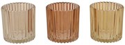 3ks pieskový mix sklenený svietnik Romano - Ø 9*9 cm