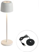 Stolná lampa krémová nabíjateľná vrátane nabíjacej stanice - Raika