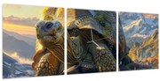 Obraz - Korytnačka a horská krajina (s hodinami) (90x30 cm)