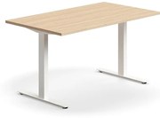 Kancelársky stôl QBUS, rovný, 1400x800 mm, T-rám, biely rám, dub