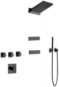 Mexen Fall, sprchová súprava pod omietku, čierna matná, 7602-04-70