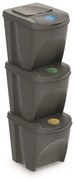Set košov na triedený odpad II, 3 x 25 l, sivá