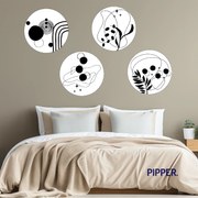 PIPPER. Kolekcia kruhových nálepiek "Abstrakt" Farba: Biela