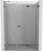 Mexen Lunar-F, pravé sklápacie sprchové dvere 130 cm, 8mm číre sklo, ružové zlato profil, 836S-130-050-60-00-P