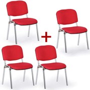 Konferenčná stolička VIVA PLUS 3+1 ZADARMO - chrómované nohy, červená