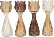4ks béžový mix sklenený svietnik / váza tulipán Love Tulip - Ø 7*18cm