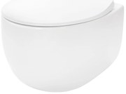 Rea Lars, závesná WC misa Rimless 50x37x29 cm vrátane sedadla s pomalým zatváraním, biela, REA-C9500