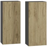 Kúpeľňová skrinka na stenu (2 ks) Baleta 2S - antracit / craft zlatý