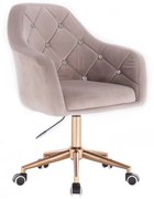 LuxuryForm DESIGN Kreslo ROMA VELUR na zlatej podstave s kolieskami - svetlo šedé