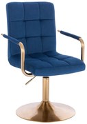 LuxuryForm DESIGN Stolička VERONA GOLD VELUR na zlatom tanieri - modrá