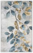 Prateľný koberec vo svetlomodrej a zlatej farbe 80x150 cm Golden Leaves – Mila Home