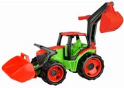Lena Veľký traktor s lyžicou a bagrom plast zeleno-červený, 65 cm